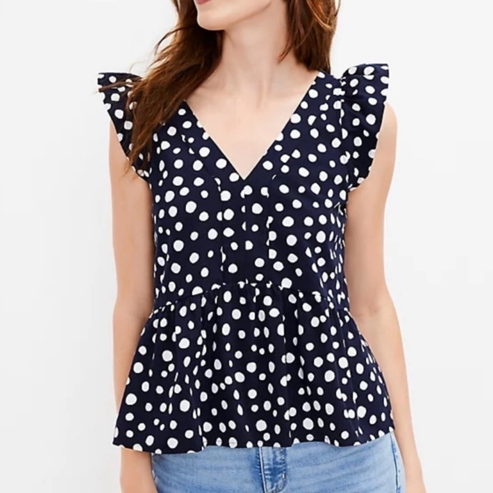 LOFT Zoo Dot Flutter Peplum Top LP